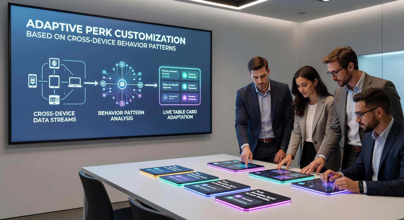 Cross-device dashboard displaying real-time perk adjustments for live card table participants