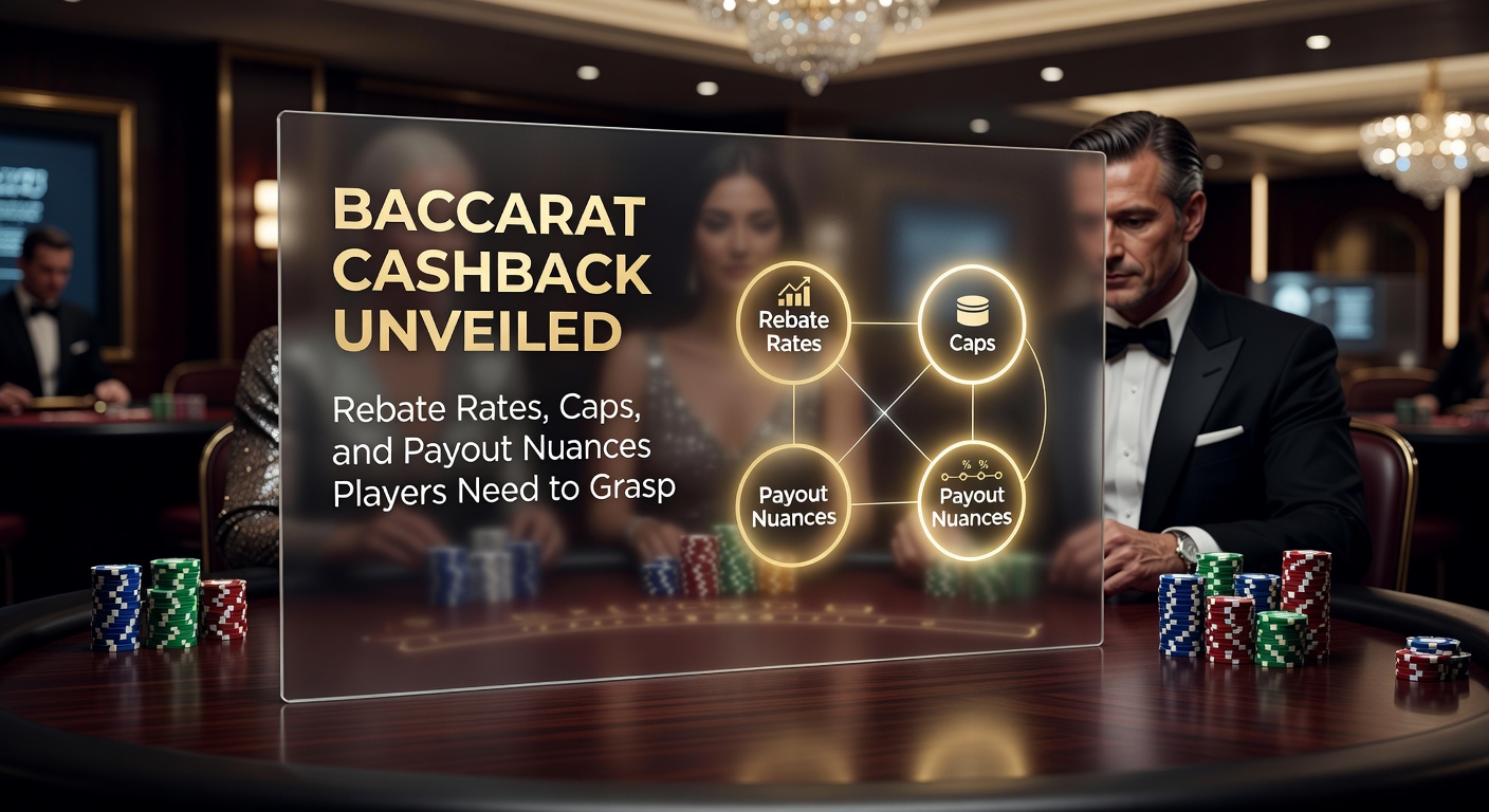 Close-up chart of baccarat cashback cap structures, VIP tier progressions, and weekly payout cycles illustrated with graphs and casino interface screenshots