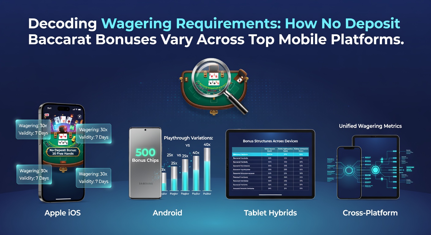 Smartphone displaying a mobile baccarat game with bonus notification overlay, highlighting wagering terms in fine print