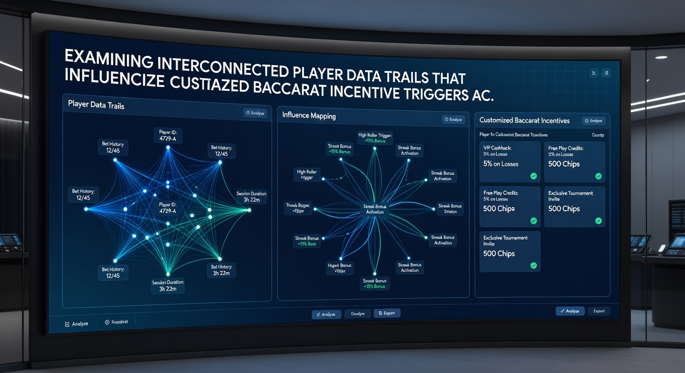 Illustration showing interconnected data points triggering customized baccarat bonuses on various devices