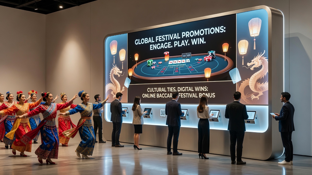 Festival-inspired bonus graphics displayed on online baccarat interfaces highlighting cultural event promotions