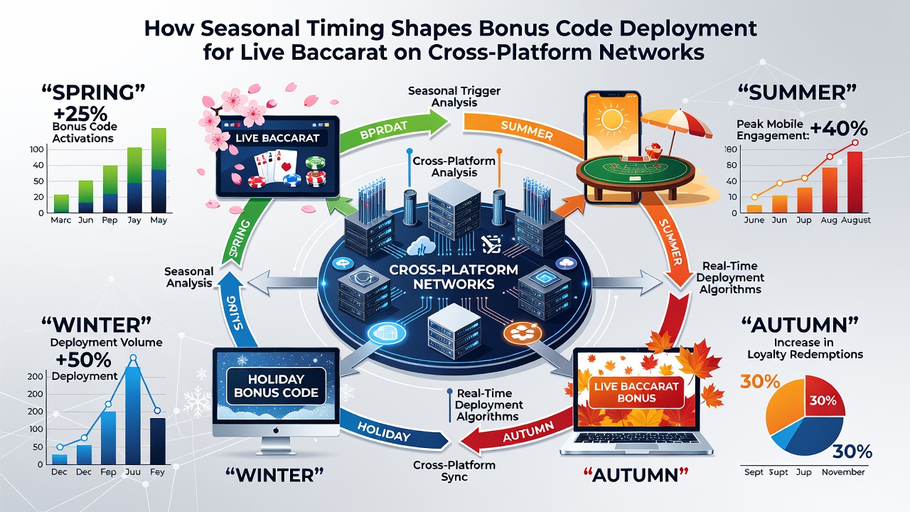 Cross-platform network diagram illustrating seasonal bonus timing for live baccarat players