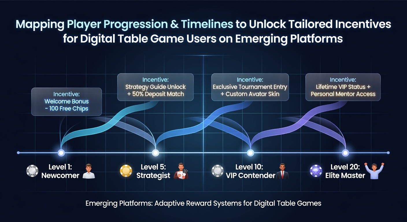 Visual representation of player progression timelines across digital table game platforms showing timeline graphs and incentive unlock points