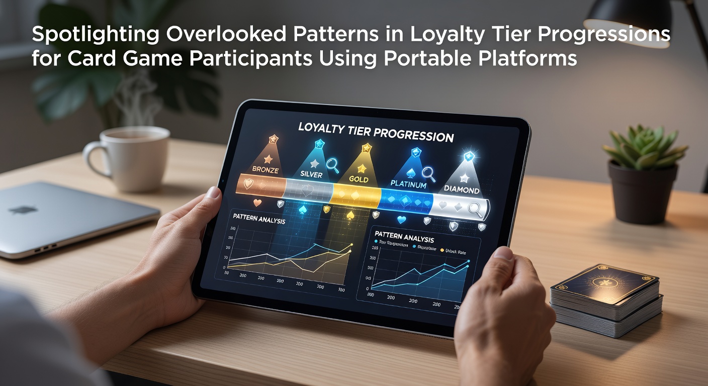 Mobile card game players advancing through loyalty tiers on portable devices