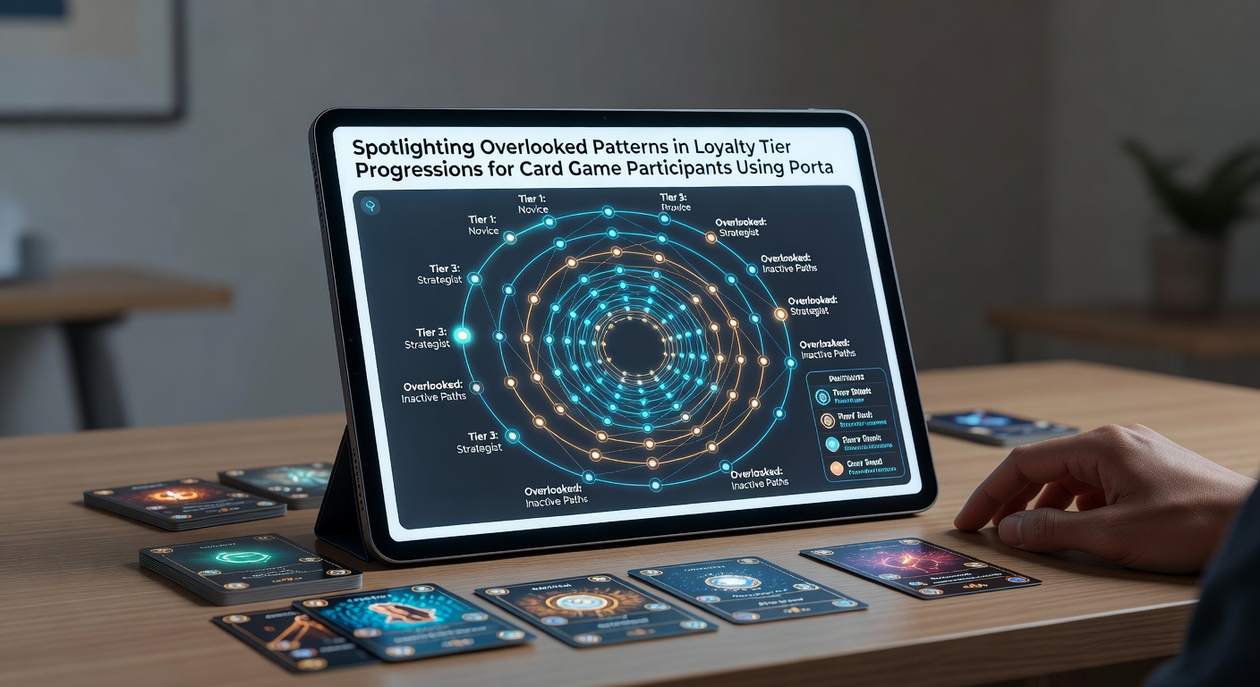 Analytics dashboard showing loyalty tier progression patterns for card game users on mobile platforms